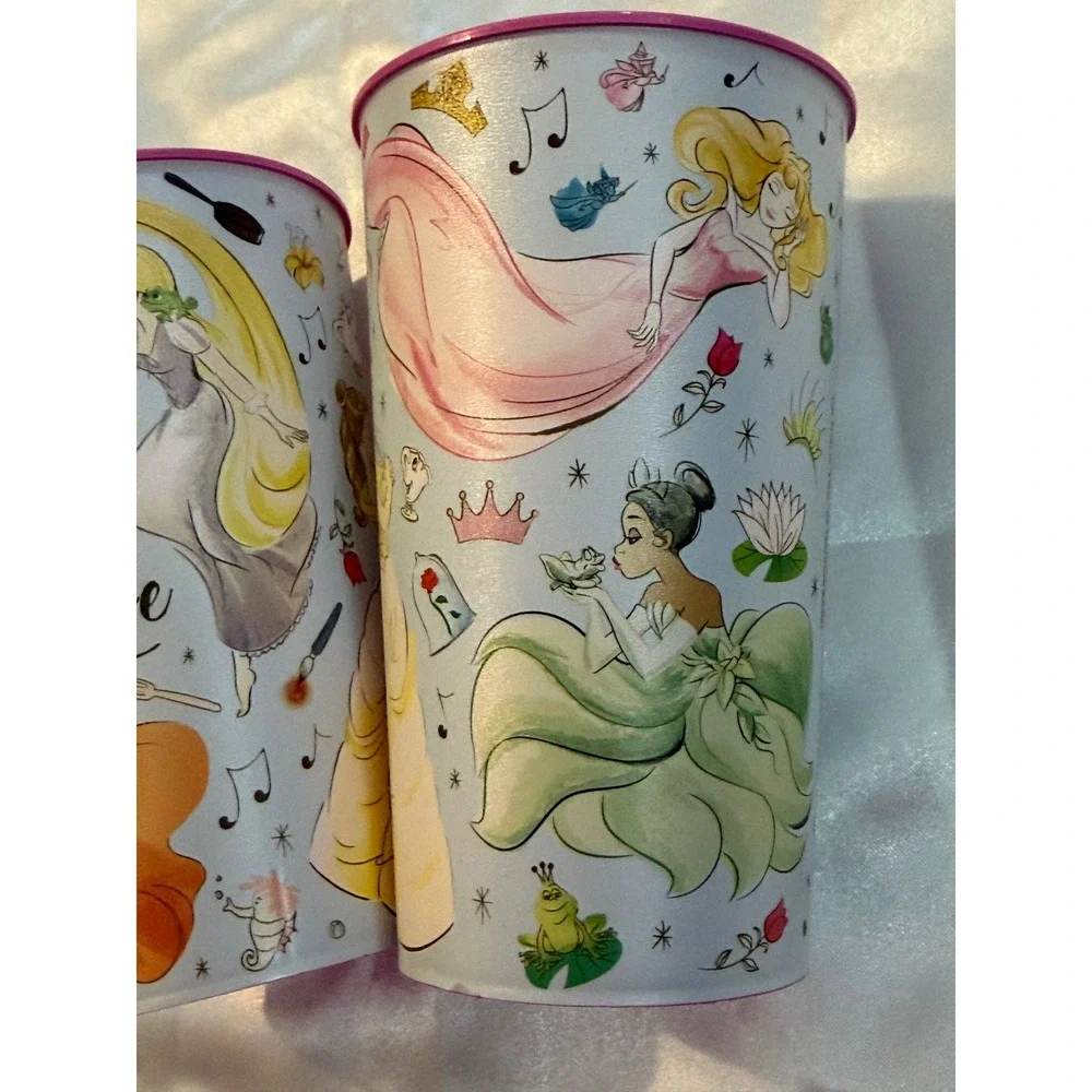 Disney Princess Fairytale Life Plastic Tumblers Set of 2 Ariel Rapunzel Belle